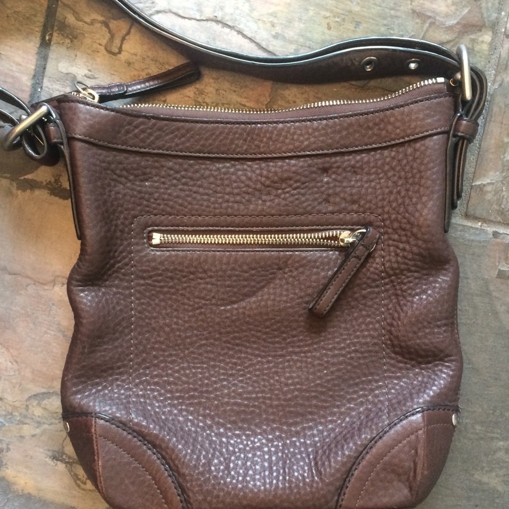 Coach chocolate brown pebble leather hobo